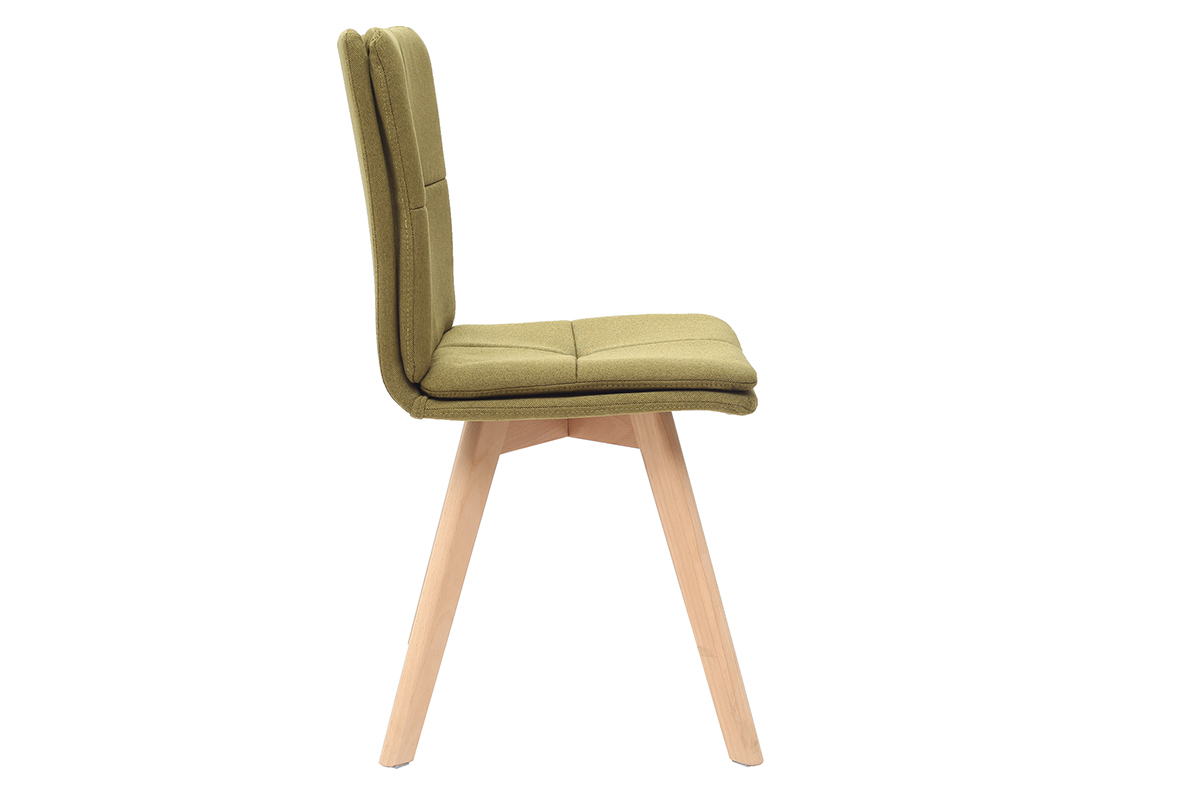 Sedia scandinava tessuto verde gambe legno chiaro gruppo di 2 THEA