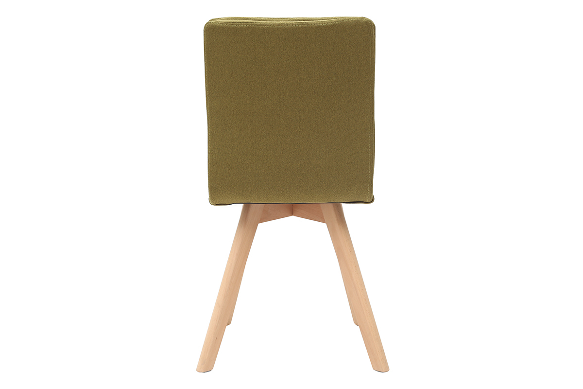 Sedia scandinava tessuto verde gambe legno chiaro gruppo di 2 THEA