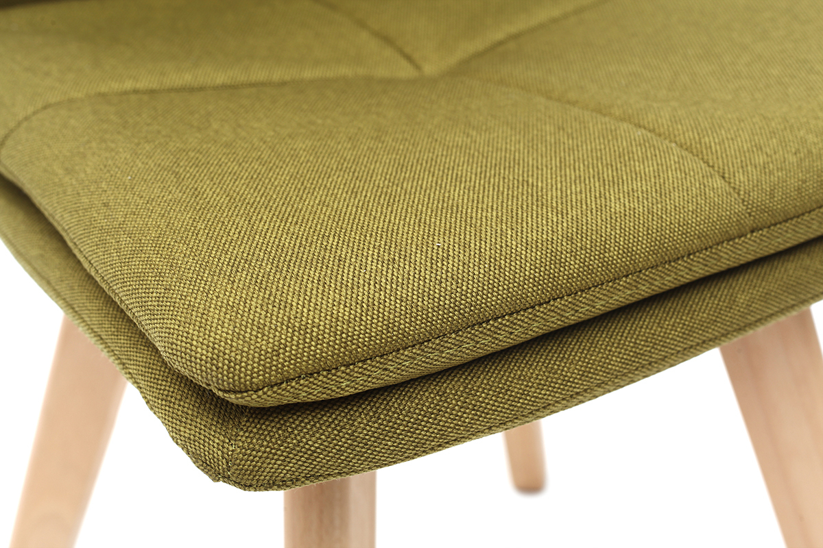 Sedia scandinava tessuto verde gambe legno chiaro gruppo di 2 THEA