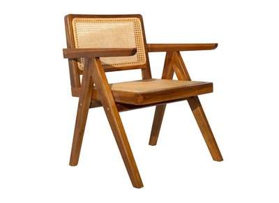 Panca etnica in legno massello di teak e motivo a intreccio rattan L120  GAWA - Miliboo