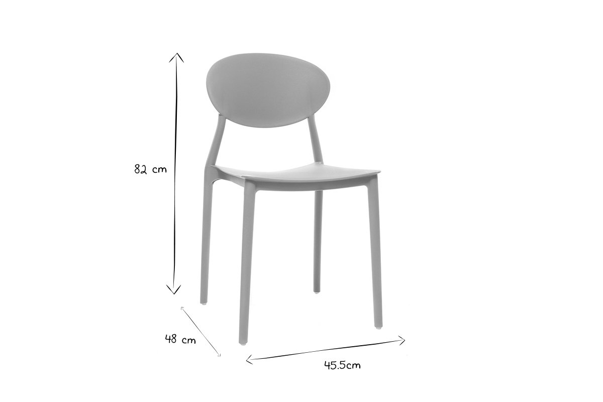 Sedie design Grigio in polipropilene impilabili interno - esterno (set di 2) ANNA