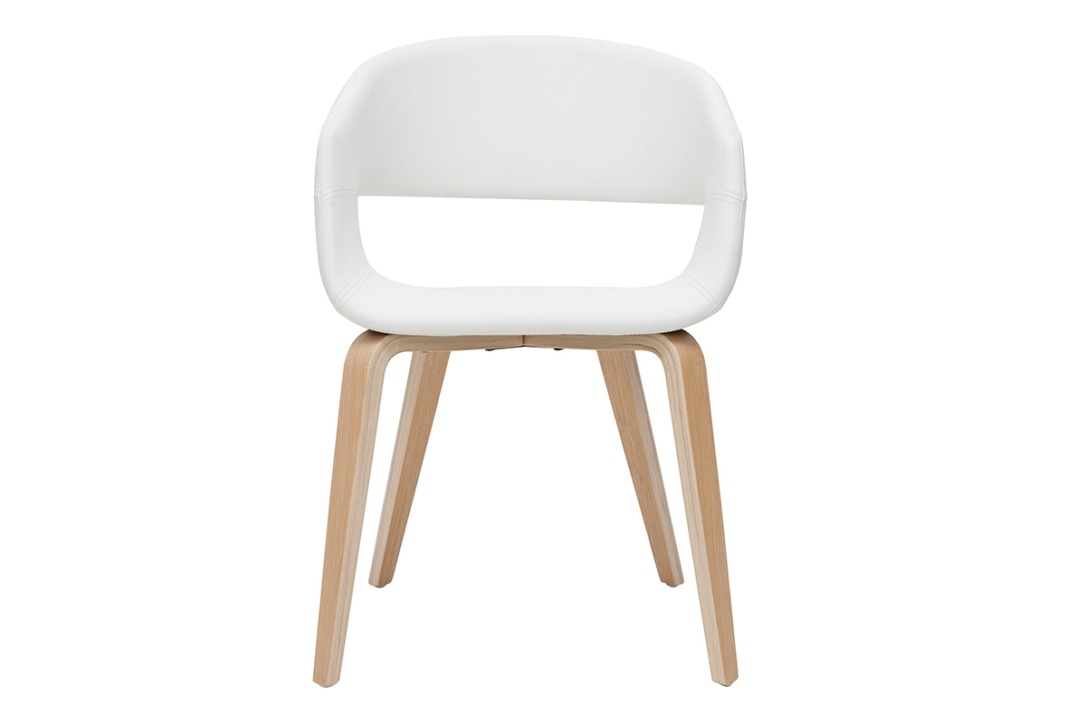 Sedie design in poliuretano bianco e base legno chiaro (set di 2) SLAM