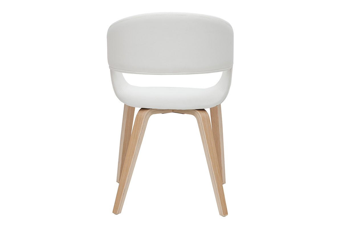 Sedie design in poliuretano bianco e base legno chiaro (set di 2) SLAM