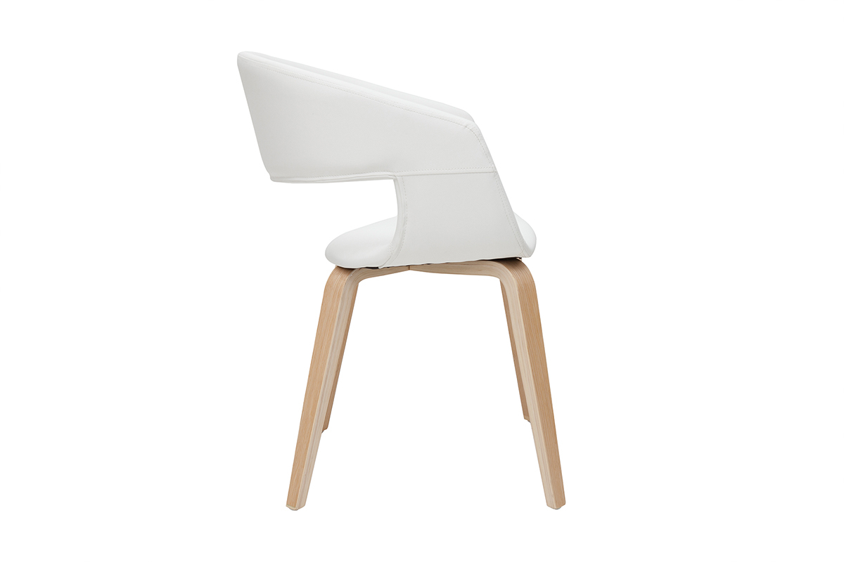 Sedie design in poliuretano bianco e base legno chiaro (set di 2) SLAM