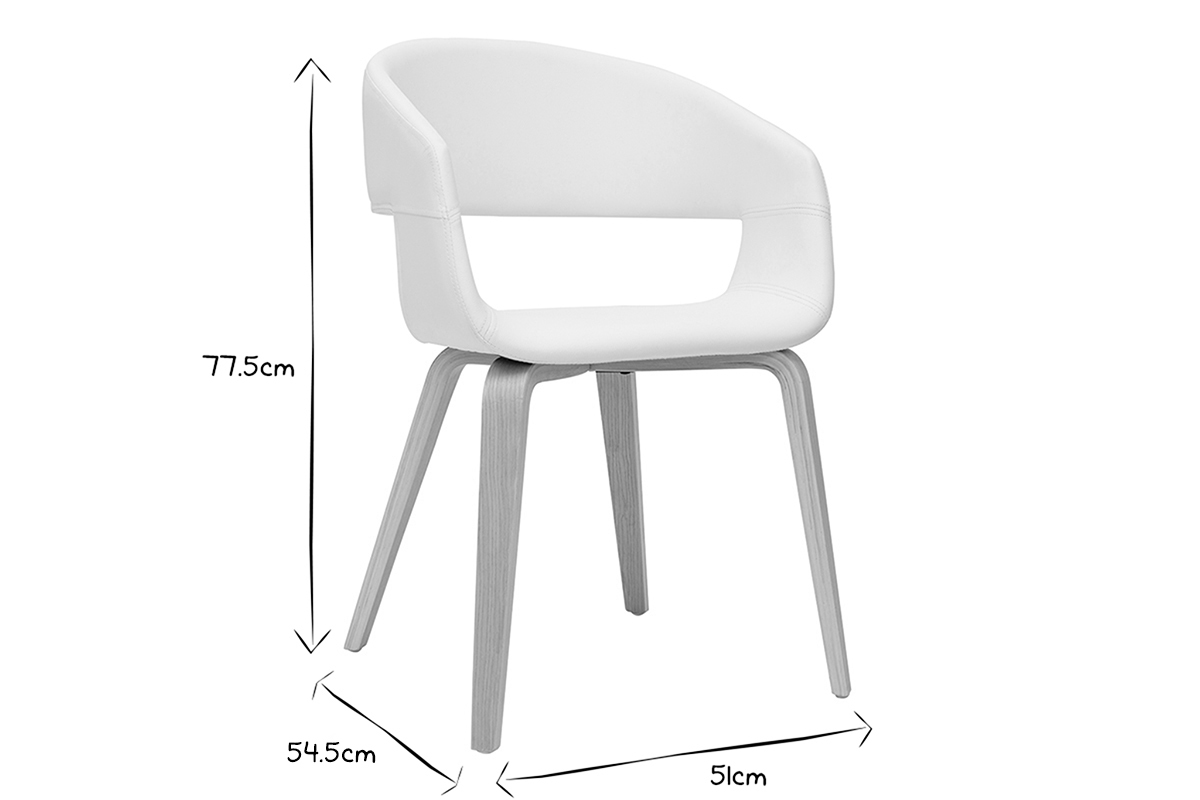 Sedie design in poliuretano bianco e base legno chiaro (set di 2) SLAM