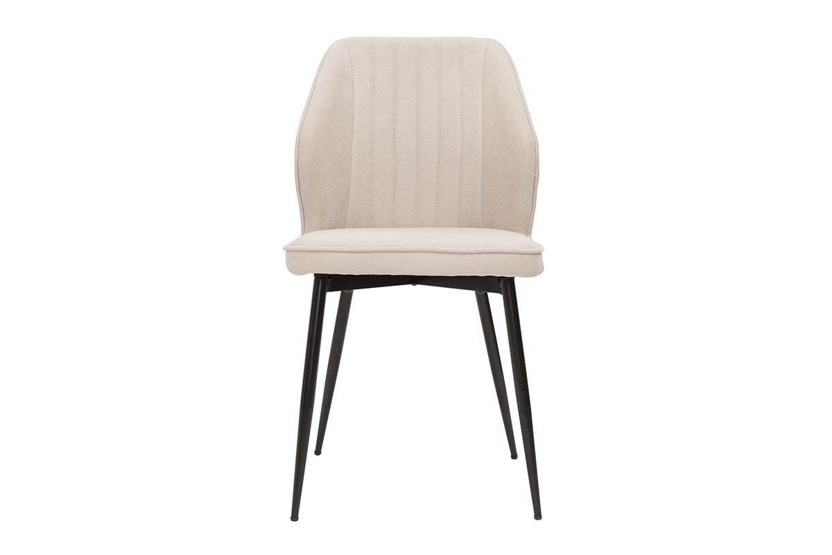 Sedie design in tessuto effetto velluto beige e base metallo nero (set di 2) FANETTE