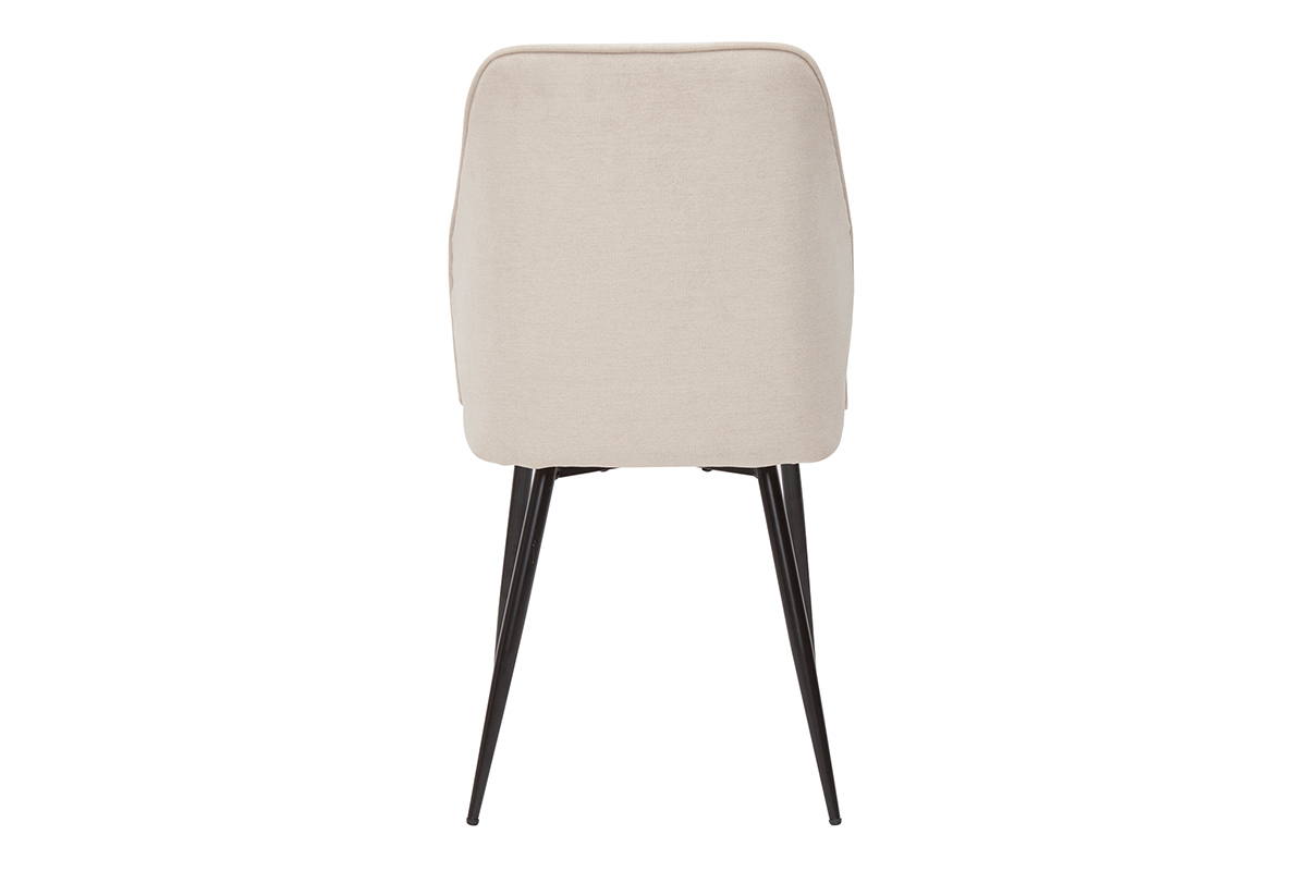 Sedie design in tessuto effetto velluto beige e base metallo nero (set di 2) FANETTE