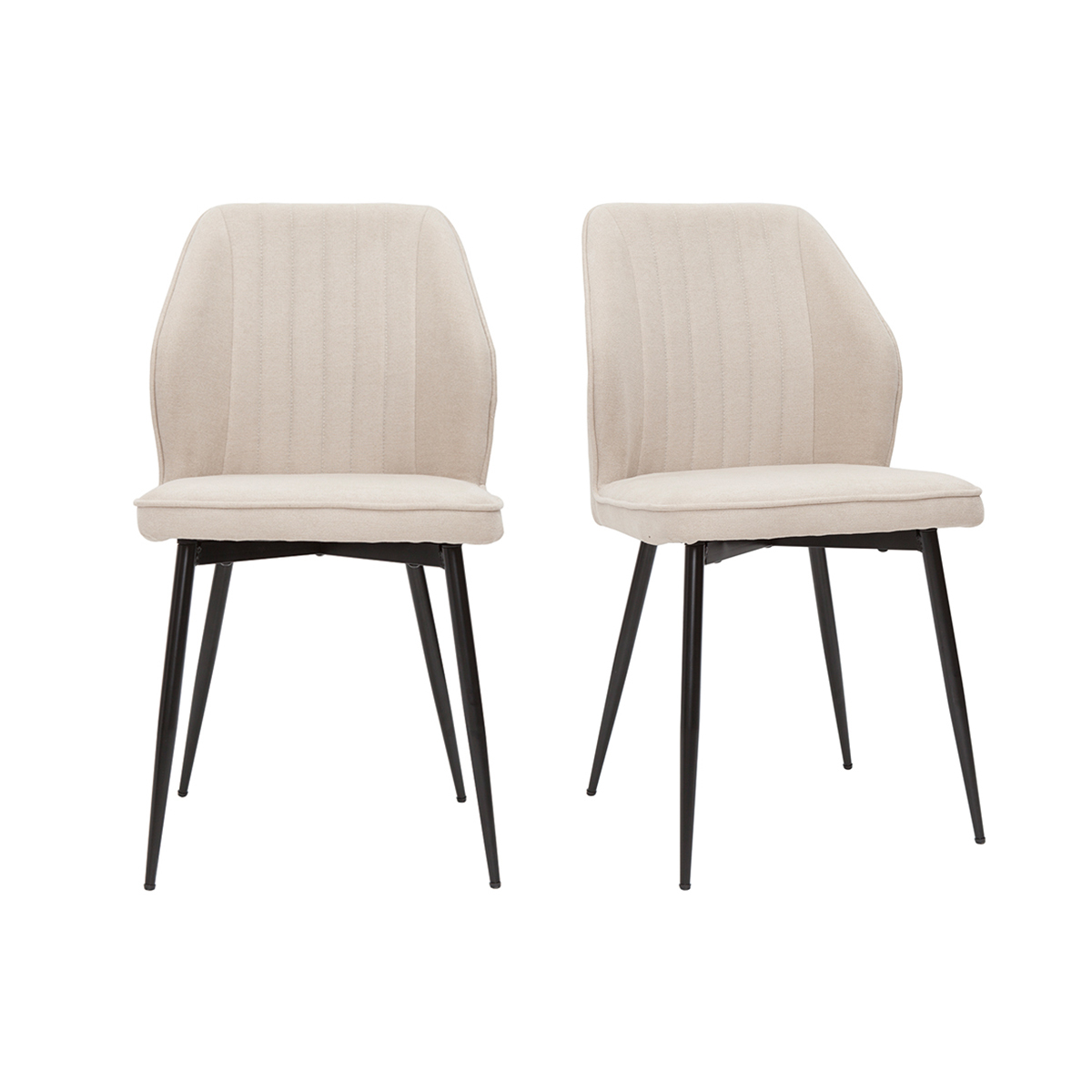 Sedie design in tessuto effetto velluto beige e base metallo nero (set di 2) FANETTE