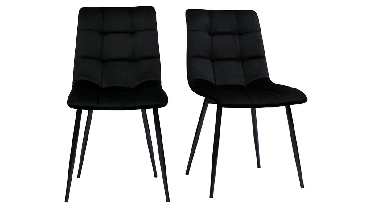 Sedie design in tessuto velluto nero e metallo nero (set di 2) MAXWELL