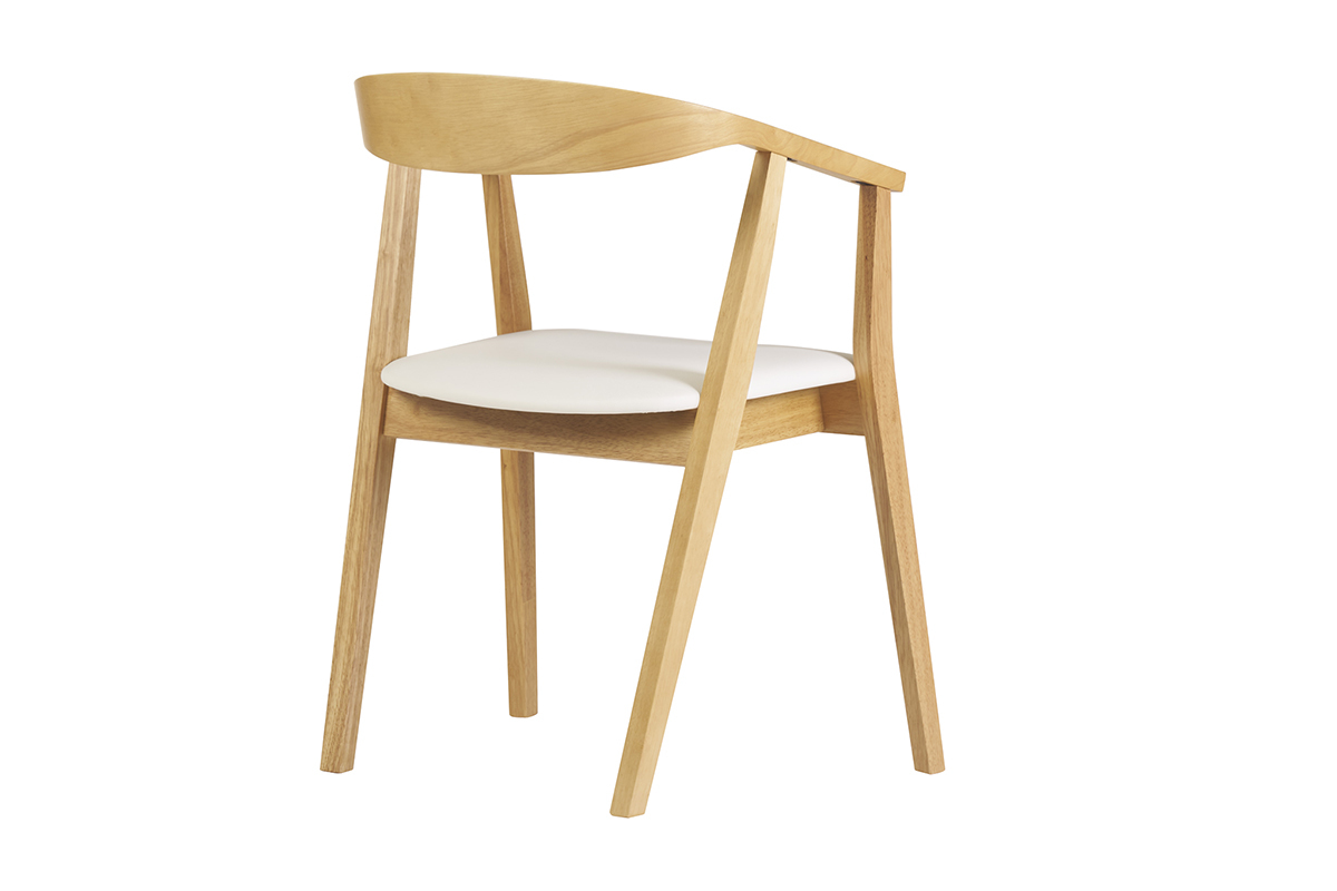 Sedie design scandinave bianche e legno chiaro (set di 2) BAHIA