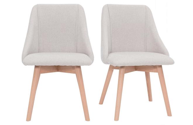 Pouf poggiapiedi in tessuto effetto velluto testurizzato beige e legno  massello chiaro L75 ODEON - Miliboo