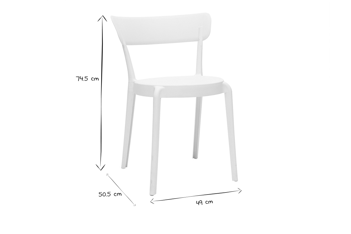 Sedie plastica bianca impilabili interno/esterno (set di 2) RIOS