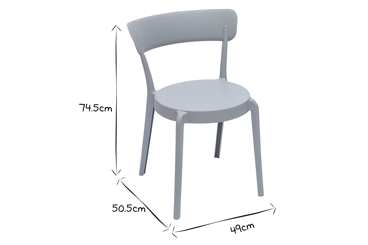 Sedie plastica grigia impilabili interno/esterno (set di 2) RIOS