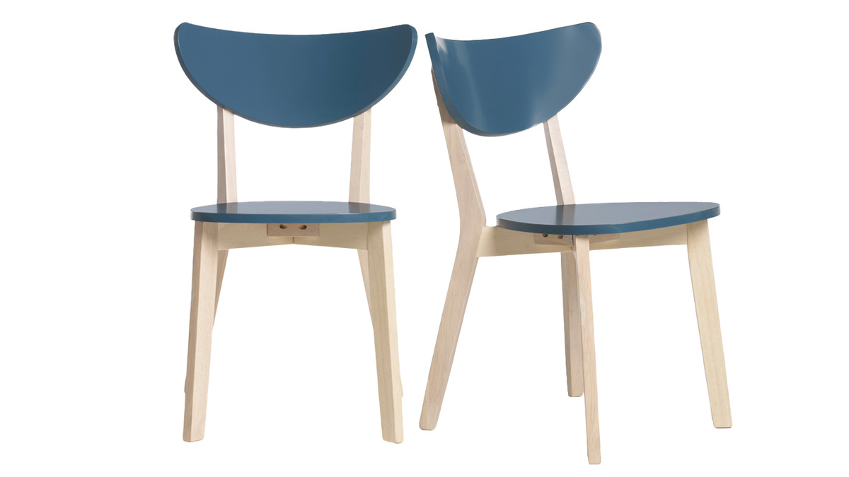 Sedie scandinave blu petrolio e legno chiaro (set di 2) LEENA