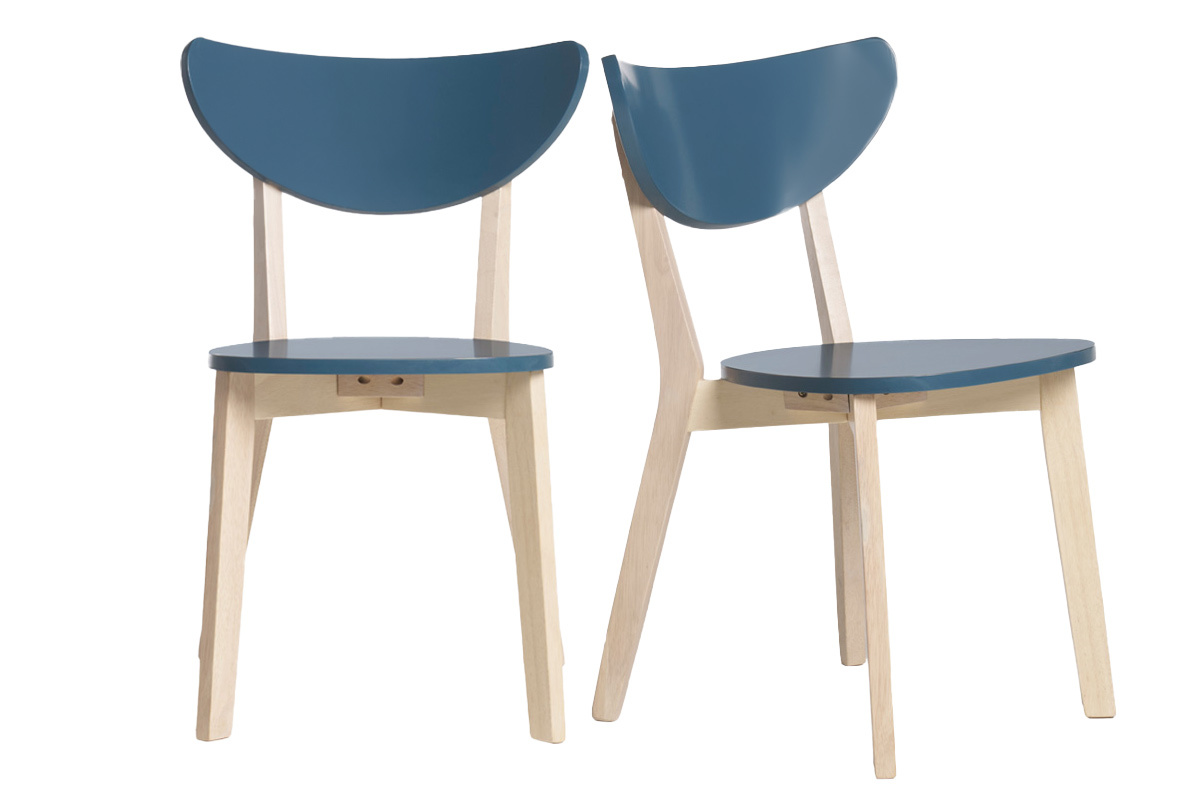 Sedie scandinave blu petrolio e legno chiaro (set di 2) LEENA