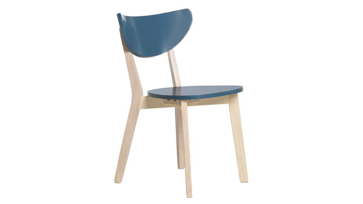 Sedie scandinave blu petrolio e legno chiaro (set di 2) LEENA