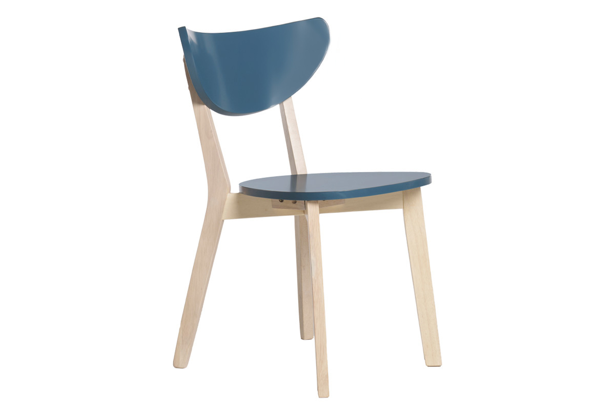 Sedie scandinave blu petrolio e legno chiaro (set di 2) LEENA