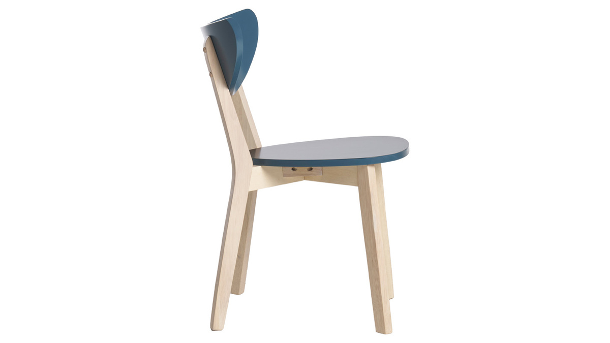 Sedie scandinave blu petrolio e legno chiaro (set di 2) LEENA