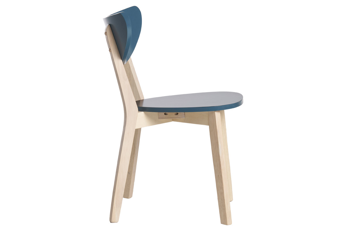 Sedie scandinave blu petrolio e legno chiaro (set di 2) LEENA