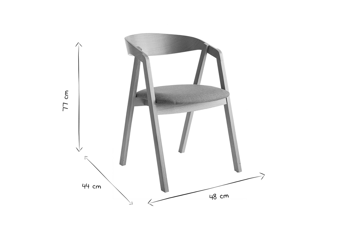 Sedie scandinave impilabili in legno chiaro massello di rovere e seduta nero (set di 2) LOVA