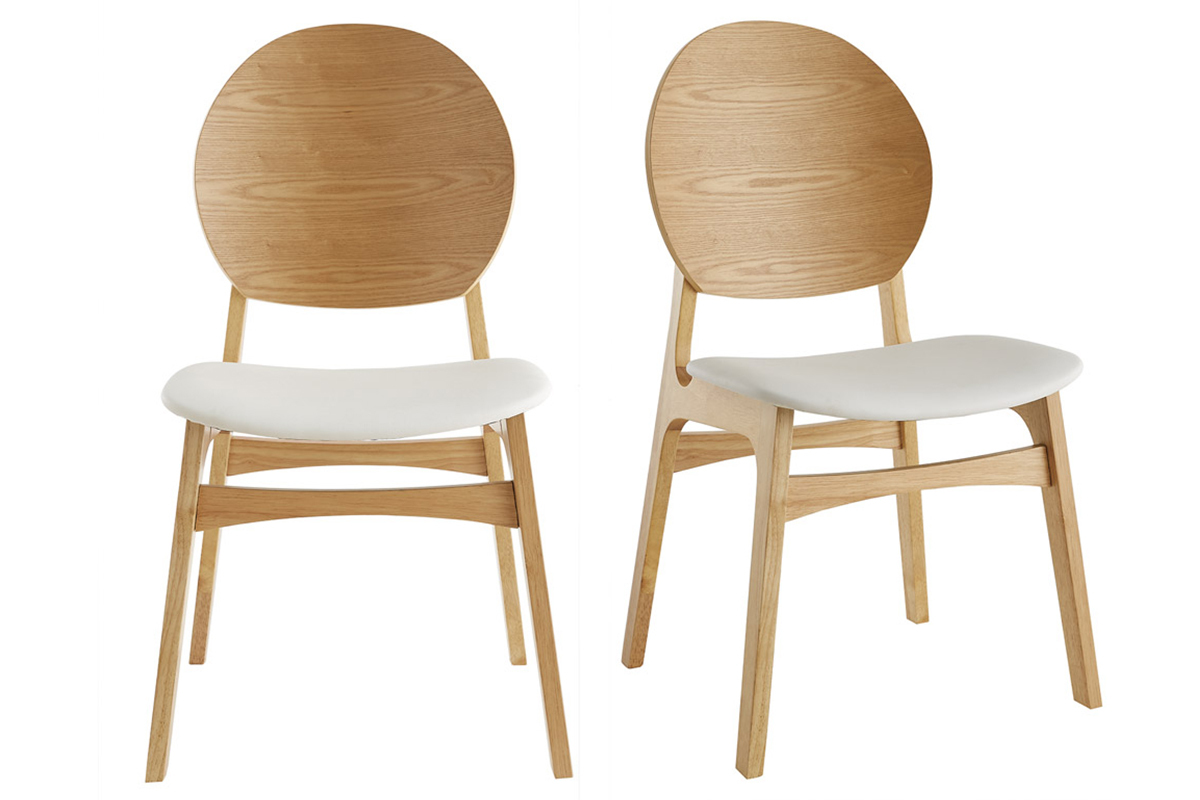 Sedie scandinave in legno chiaro e poliuretano bianco (set di 2) ELTON