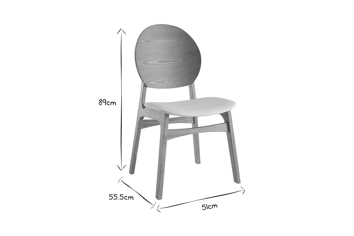 Sedie scandinave in legno chiaro e tessuto effetto lana boucl bianco (set di 2) ELTON