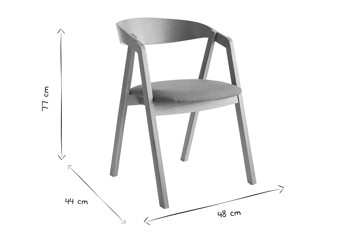 Sedie scandinave in legno chiaro massello di rovere e tessuto effetto lana boucl cru (set di 2) LOVA