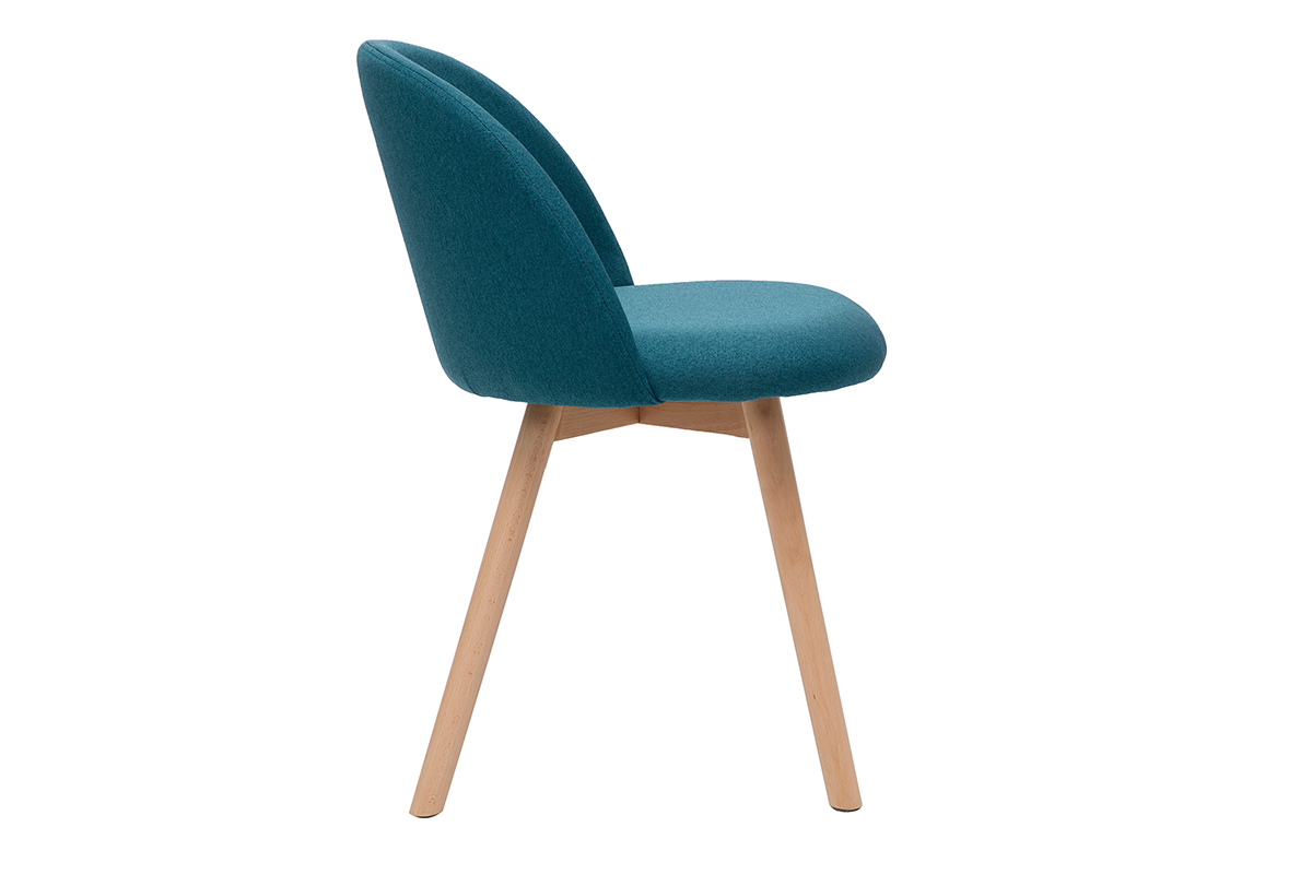 Sedie scandinave in tessuto blu anatra e legno massello di faggio (set di 2) CELESTE