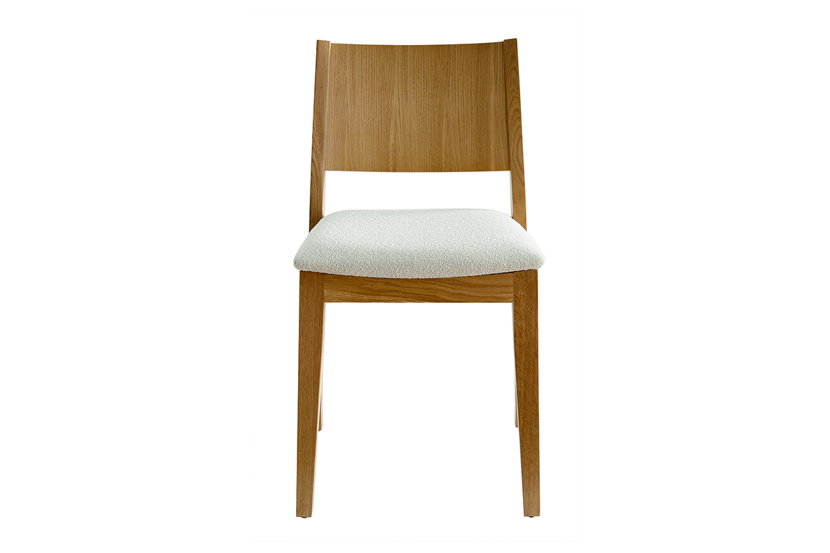 Sedie scandinave in tessuto boucl cru e rovere chiaro (set di 2) MELVIL