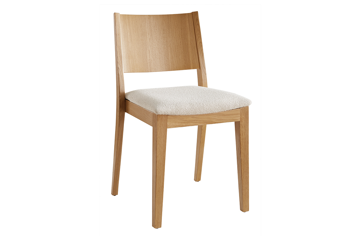 Sedie scandinave in tessuto boucl cru e rovere chiaro (set di 2) MELVIL