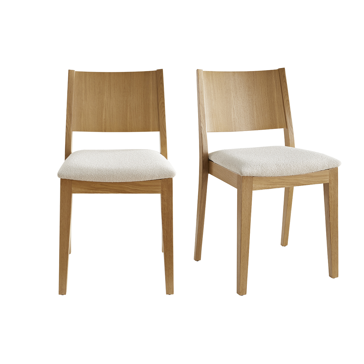 Sedie scandinave in tessuto bouclé écru e rovere chiaro (set di 2) MELVIL