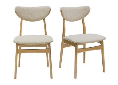 Sedia design bianco e legno chiaro RUBBENS - Miliboo
