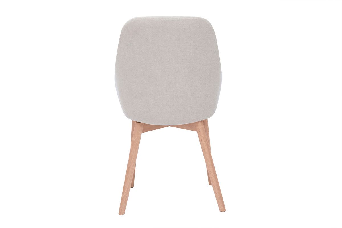 Sedie scandinave in tessuto effetto velluto beige e legno massello chiaro (set di 2) HOLO