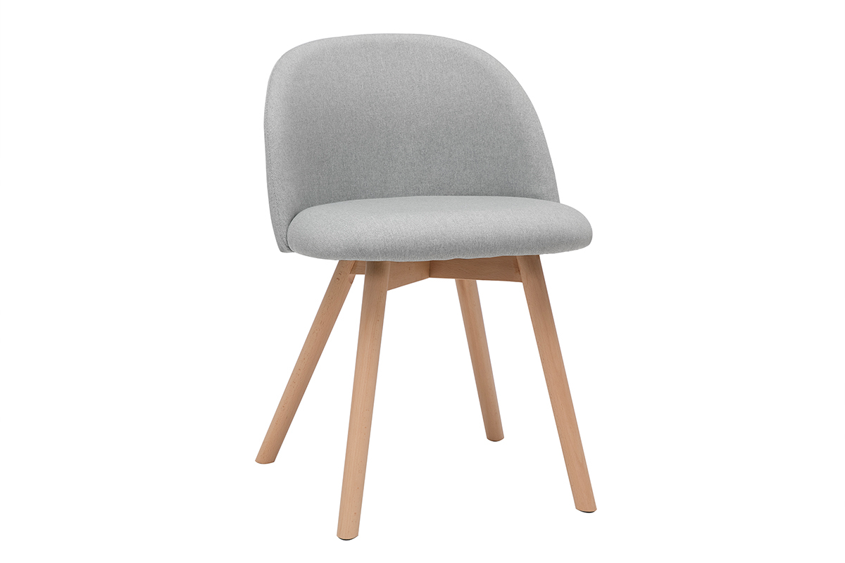 Sedie scandinave in tessuto grigio chiaro e legno massello di faggio (set di 2) CELESTE