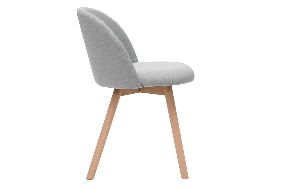 Sedie scandinave in tessuto grigio chiaro e legno massello di faggio (set di 2) CELESTE