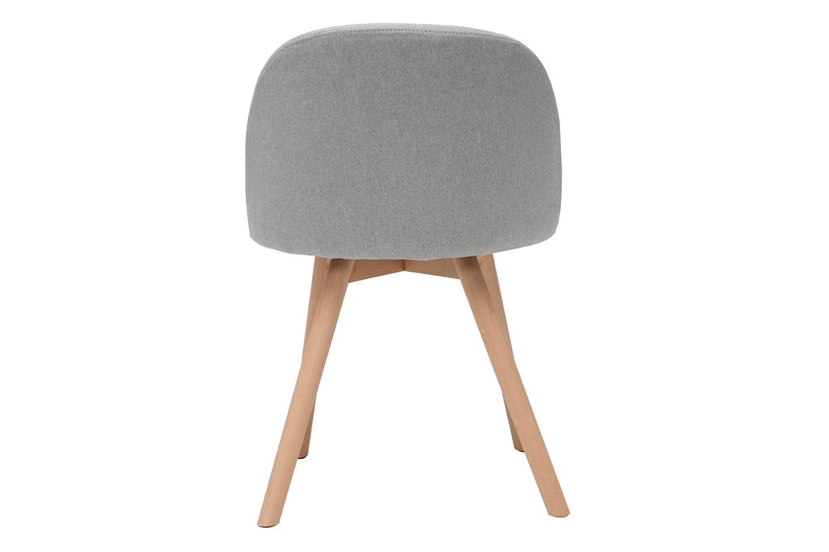 Sedie scandinave in tessuto grigio chiaro e legno massello di faggio (set di 2) CELESTE