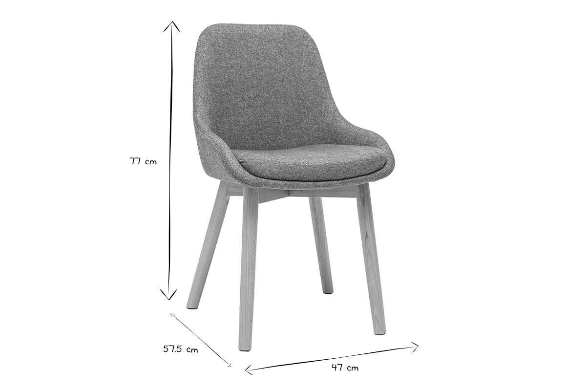 Sedie scandinave in tessuto grigioverde e legno massello chiaro (set di 2) HOLO