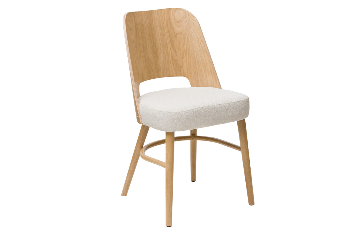 Sedie scandinave legno rovere e tessuto effetto lana boucl cru (set di 2) EDITO