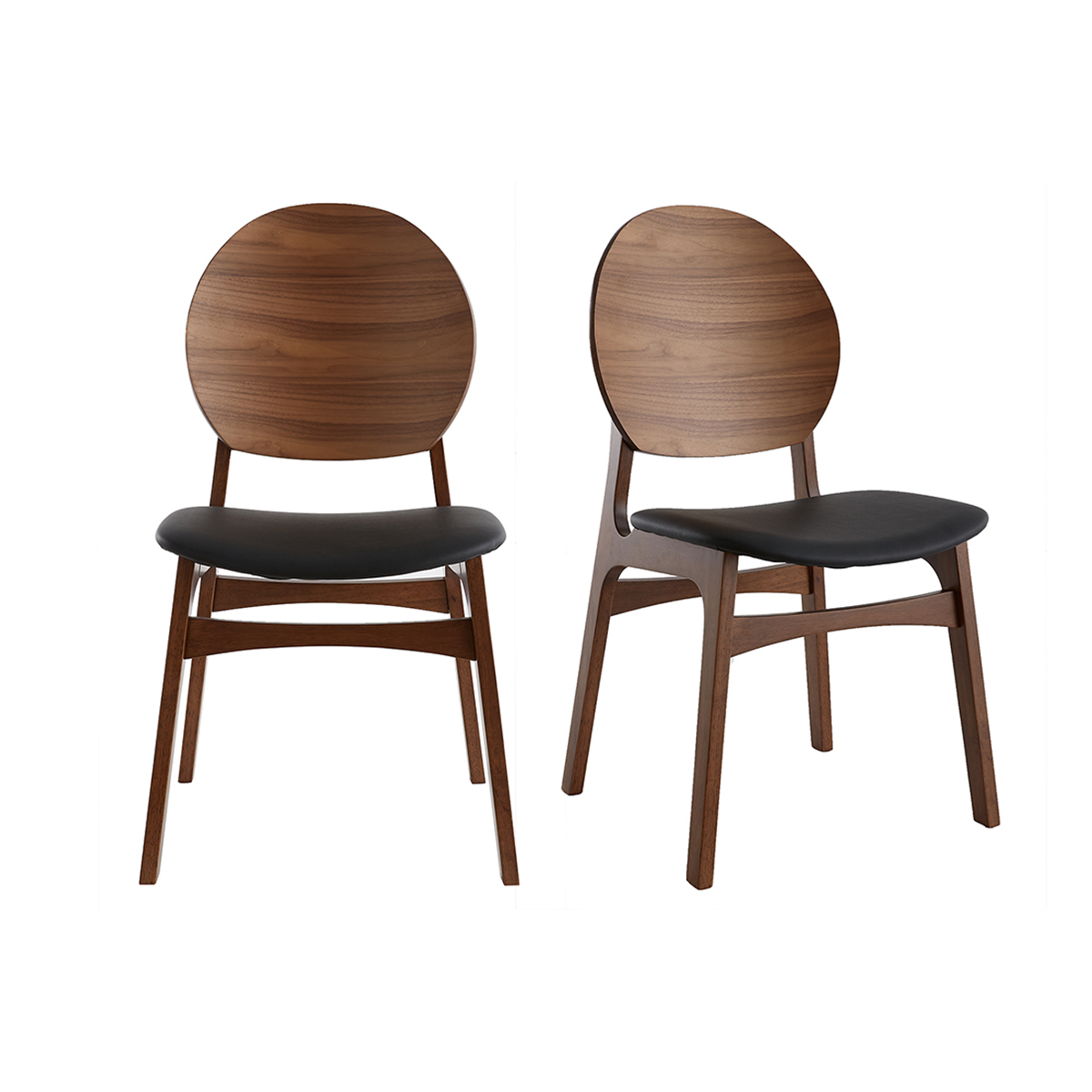 Sedie scandinave noce e poliuretano nero (set di 2) ELTON