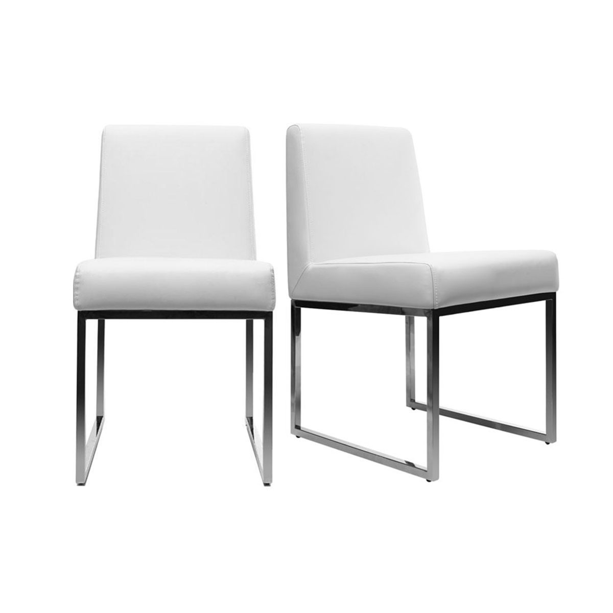 Set di 2 sedie design poliuretano bianco e acciaio cromato JUNIA