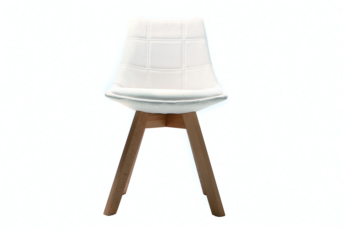 Set di 2 sedie design scandinave legno e tessuto bianco antico MATILDE