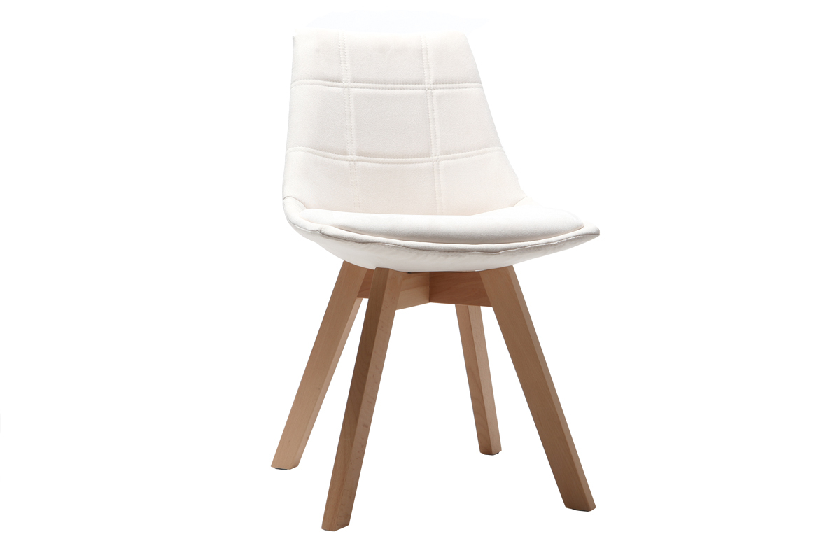 Set di 2 sedie design scandinave legno e tessuto bianco antico MATILDE