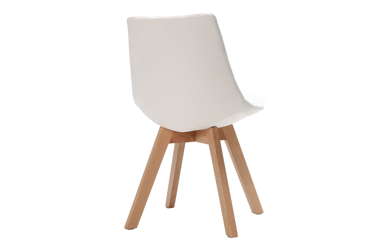 Set di 2 sedie design scandinave legno e tessuto bianco antico MATILDE