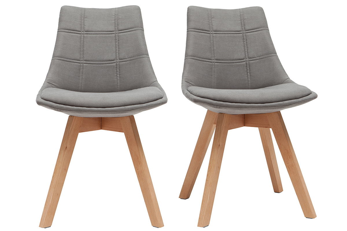 Set di 2 sedie design scandinave legno e tessuto grigio scuro MATILDE