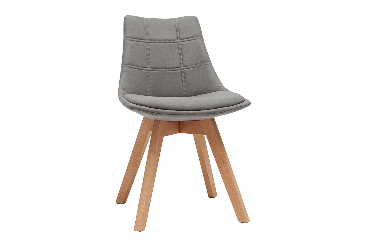 Set di 2 sedie design scandinave legno e tessuto grigio scuro MATILDE