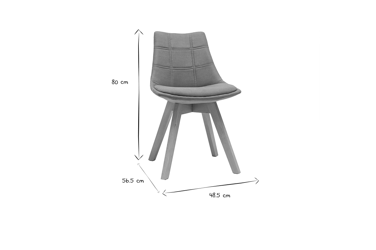 Set di 2 sedie design scandinave legno e tessuto grigio scuro MATILDE