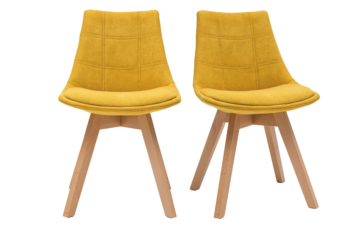 Set di 2 sedie scandinave in tessuto giallo MATILDE