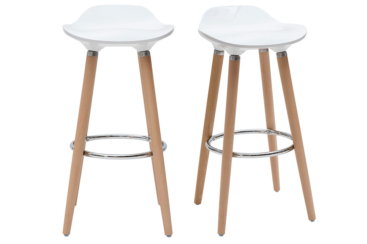 Set di 2 sgabelli da bar bianco in stile scandinavo GILDA