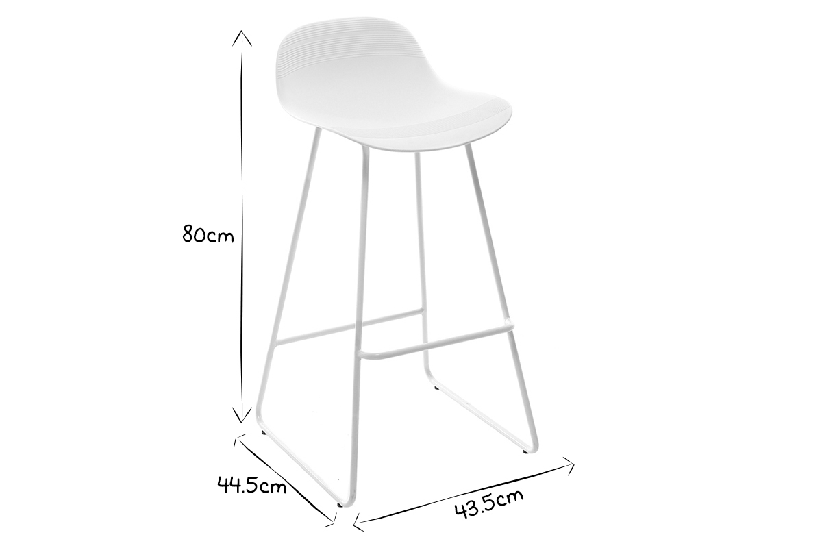 Set di 2 sgabelli da bar design bianchi H65 cm ELLA