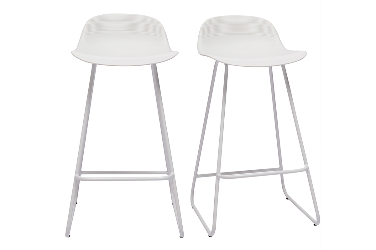 Set di 2 sgabelli da bar design bianchi H65 cm ELLA